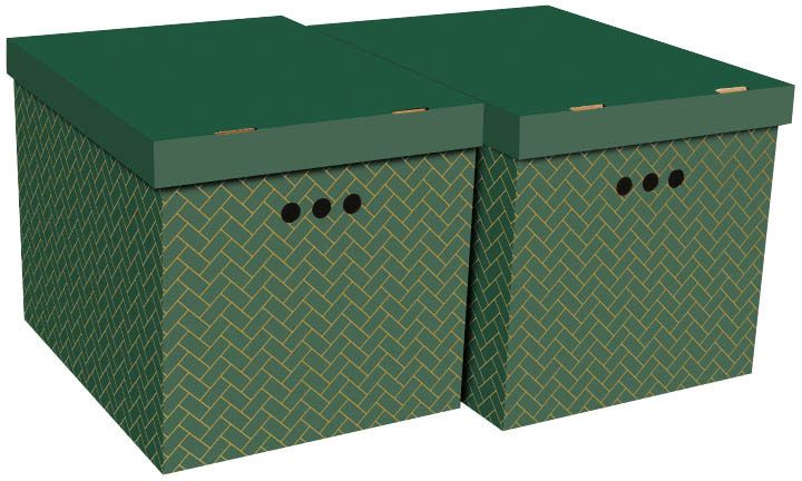 Pudło dekoracyjne XL geometria zieleń 2 szt.
