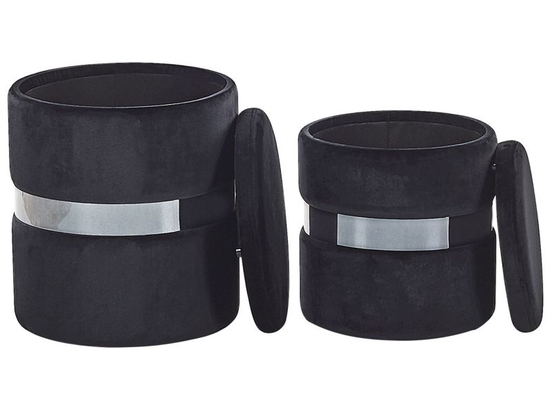 Puf Doris Zestaw 2 Czarny Welur 35/30 cm 35/30 cm 1 par.