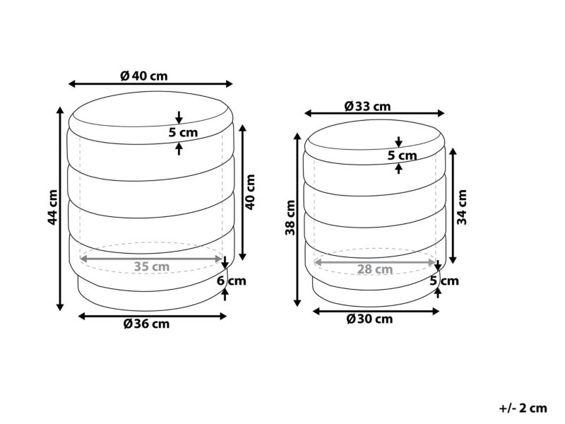 Puf Garland Zestaw 2 Różowy Welur 40/33 cm 40/33 cm 1 par.