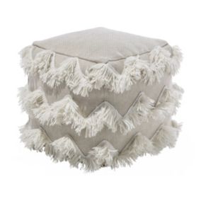 Puf Nashik Beżowy Bawełna w stylu Boho 1 szt.
