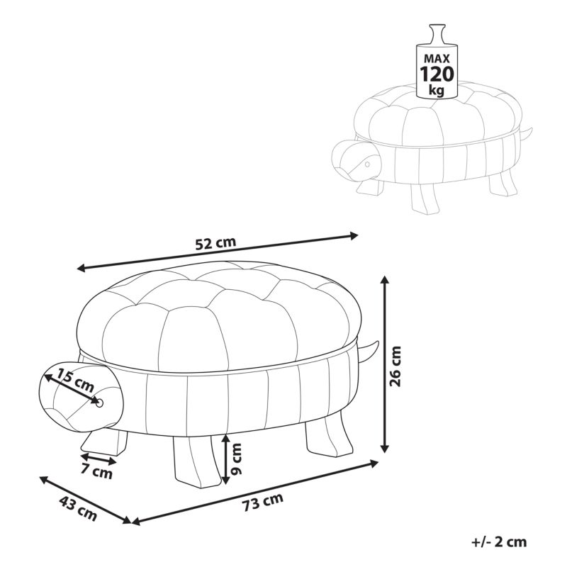 Pufa zwierzak Turtle Żółw Ekoskóra Ciemnozielony 1 szt.