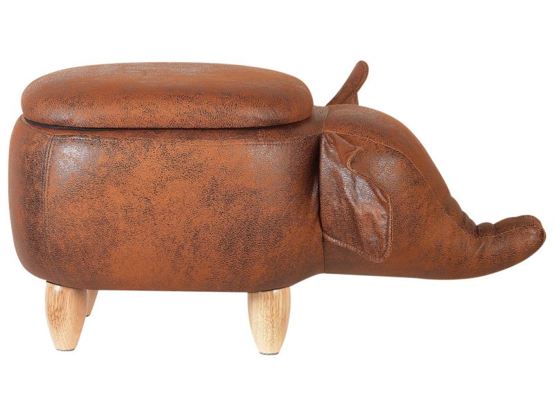 Pufa zwierzak ze schowkiem Elephant Słoń Ekoskóra Ciemnobrązowy 1 szt.