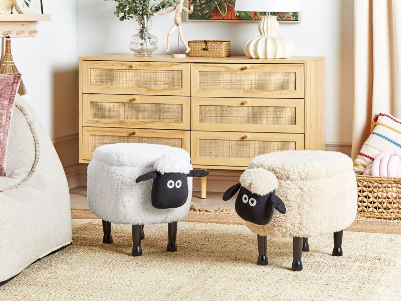 Pufa zwierzak ze schowkiem Sheep Baranek Jasnobeżowy 1 szt.