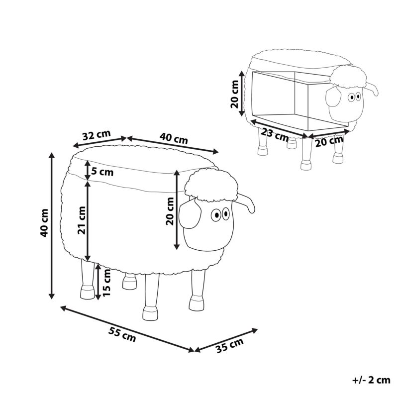 Pufa zwierzak ze schowkiem Sheep Baranek Jasnobeżowy 1 szt.
