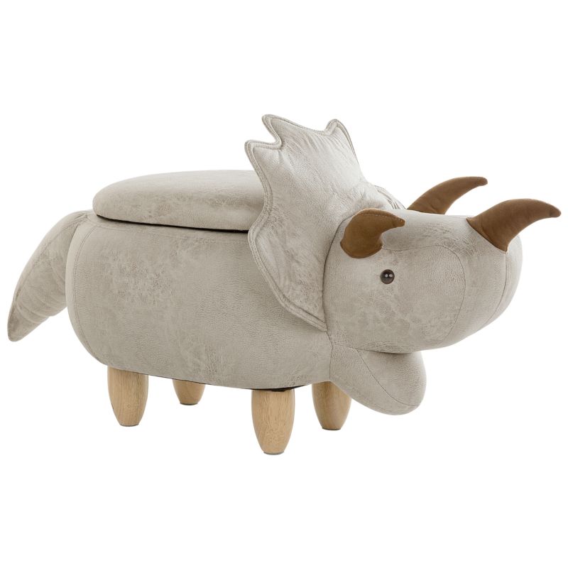 Pufa zwierzak ze schowkiem Triceratops Dinozaur Jasnoszary 1 szt.