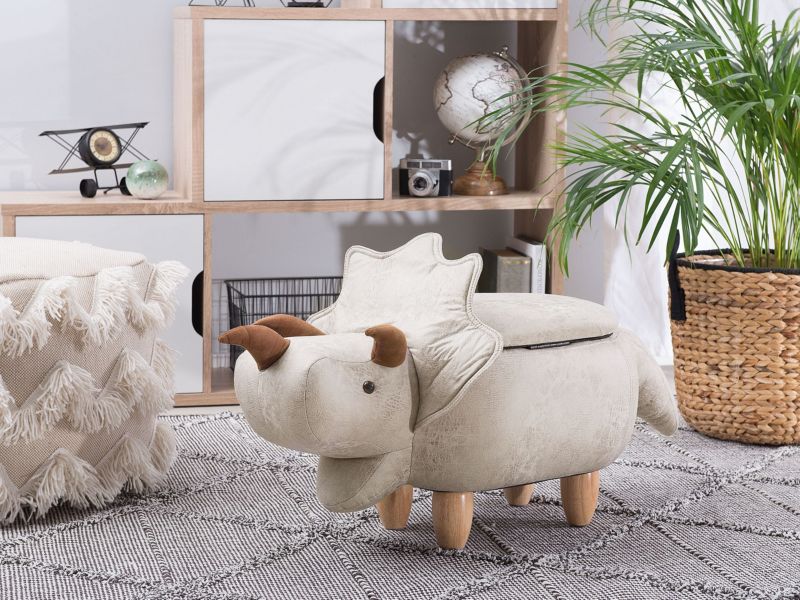Pufa zwierzak ze schowkiem Triceratops Dinozaur Jasnoszary 1 szt.