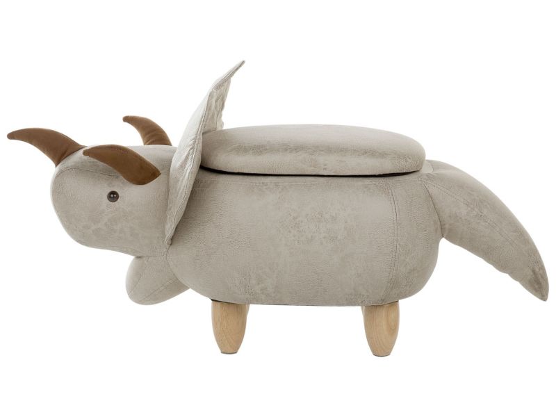 Pufa zwierzak ze schowkiem Triceratops Dinozaur Jasnoszary 1 szt.