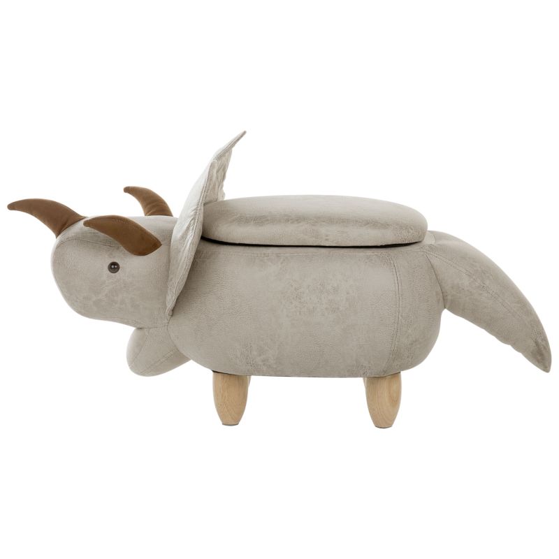 Pufa zwierzak ze schowkiem Triceratops Dinozaur Jasnoszary 1 szt.
