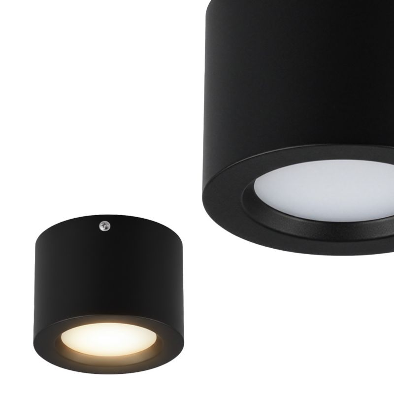 Punktowa oprawa natynkowa HOROZ tuba LED, 5W, 350lm, IP20, 4200K, okrągła, czarna, SANDRA 1szt.