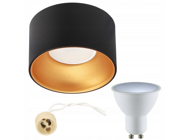 Punktowa oprawa sufitowa EDO podtynkowa ZAMA Black Gold S IP20 LED 5,5W 3000K 500lm GU10 IP20, okrągła czarna, złoty środek 1 szt.