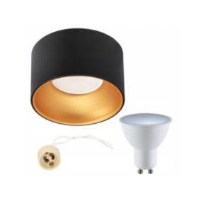 Punktowa oprawa sufitowa EDO podtynkowa ZAMA Black Gold S IP20 LED 5,5W 3000K 500lm GU10 IP20, okrągła czarna, złoty środek 1 szt.