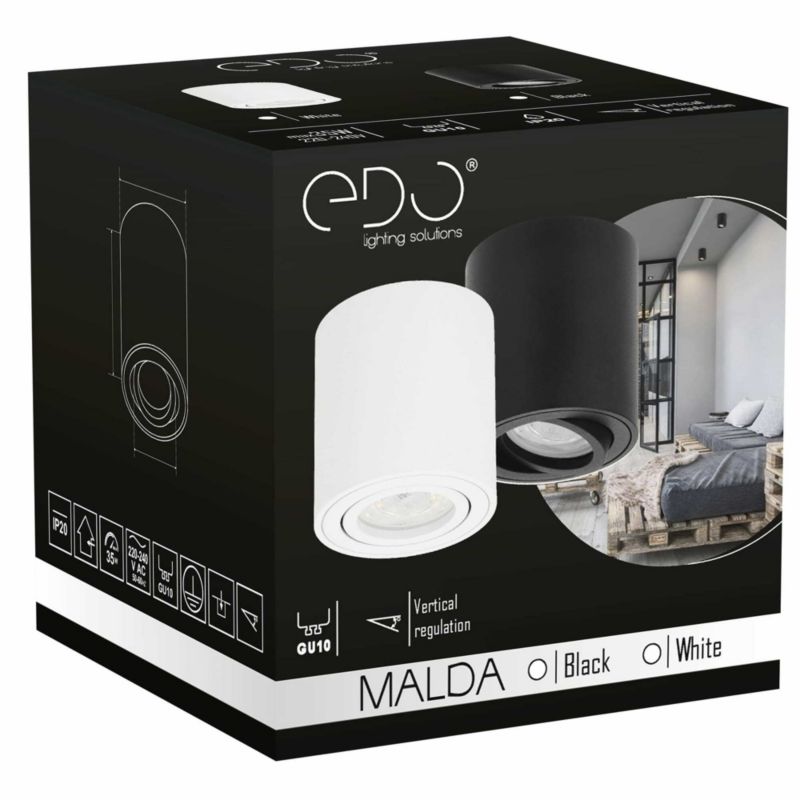Punktowa oprawa sufitowa natynkowa Edo Malda Black, IP20, GU10, 220-240V, okrągła czarna 1 szt.