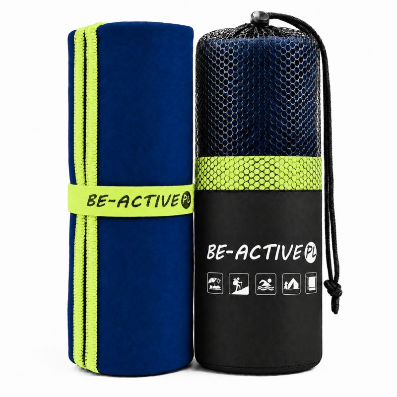 Ręcznik Be-active.pl szybkoschnący sportowy z mikrofibry 130x80 granatowo-limonkowy 1szt