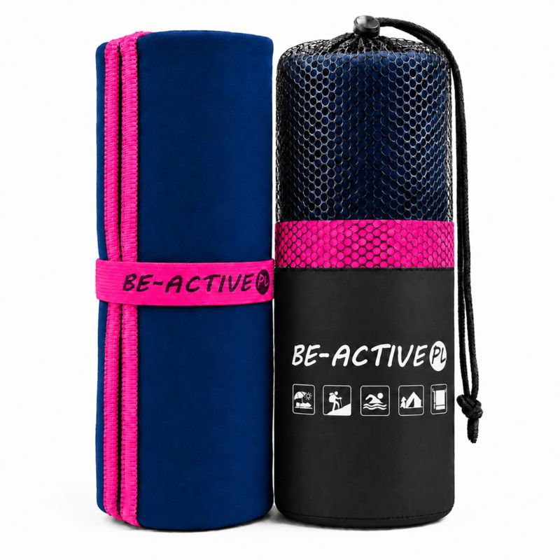 Ręcznik Be-active.pl szybkoschnący sportowy z mikrofibry 130x80 granatowo-różowy 1szt