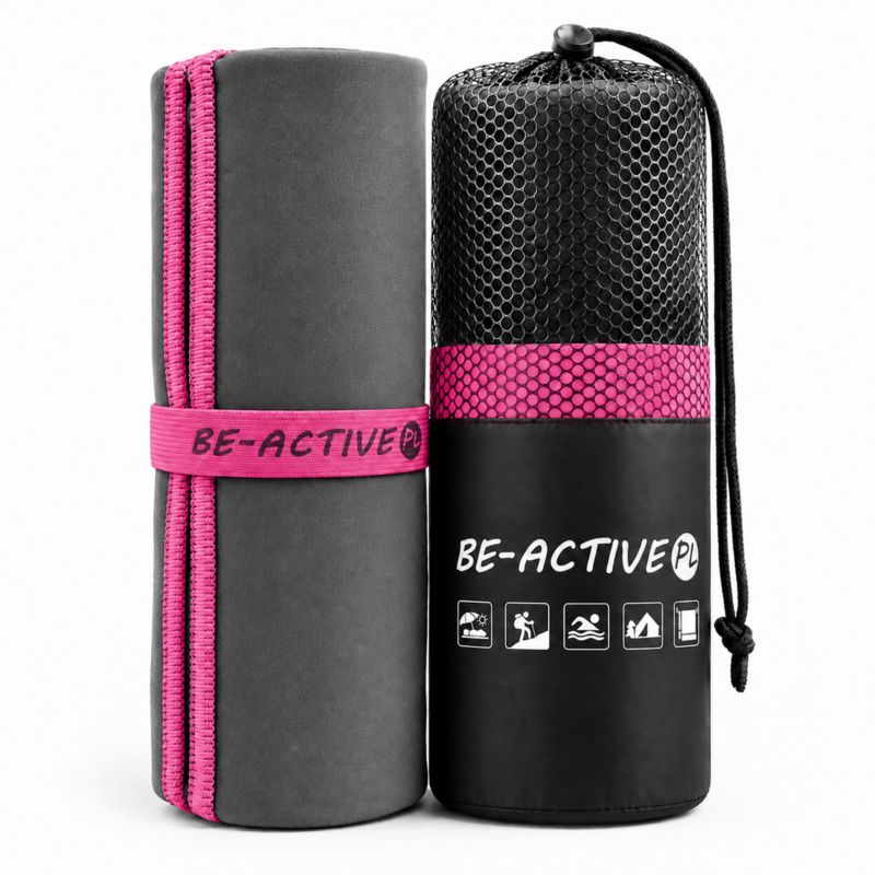Ręcznik Be-active.pl szybkoschnący sportowy z mikrofibry 130x80 szaro-różowy 1szt
