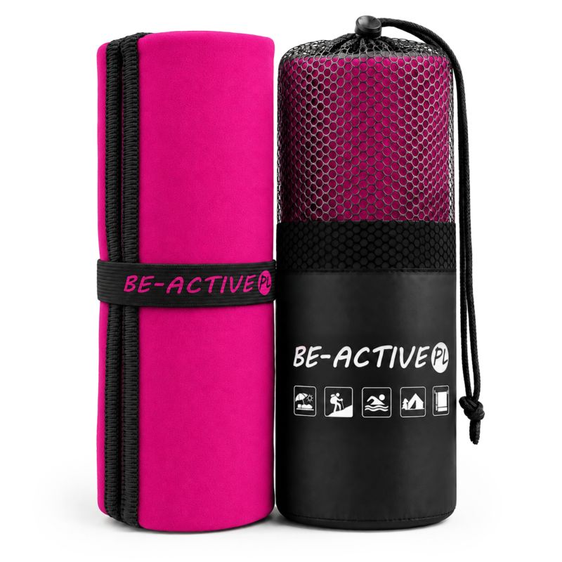 Ręcznik Be-active.pl szybkoschnący sportowy z mikrofibry 180x100 różowo-czarny 1szt