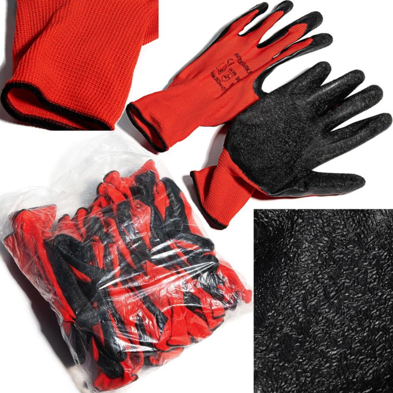 Rękawice robocze 10 AVTOSTARK ULTRA GRIP solidne z grubą powłoką latexu 12 par.