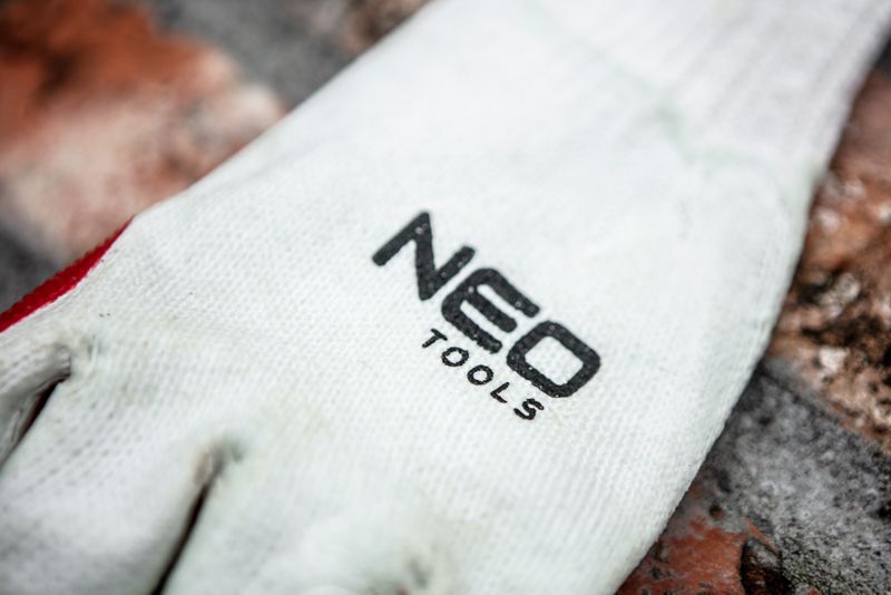 Rękawice robocze NEO TOOLS 65% bawełna i 35% poliester powleczone gumą rozm. 10 biało-czerwone 1 para