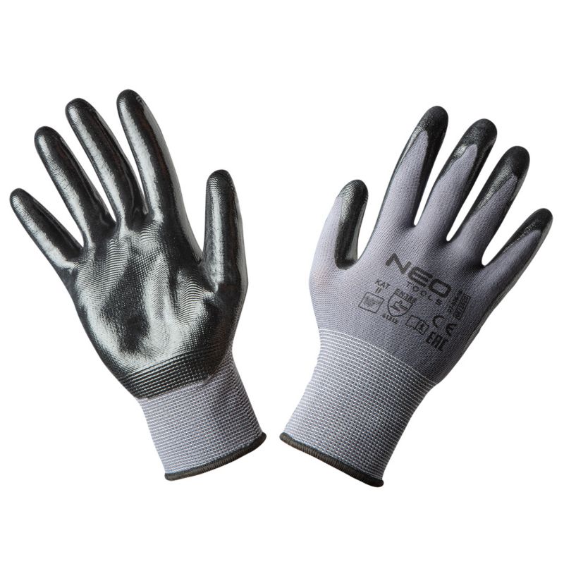 Rękawice robocze NEO TOOLS nylon pokryty nitrylem rozm. 10 szare 1 para