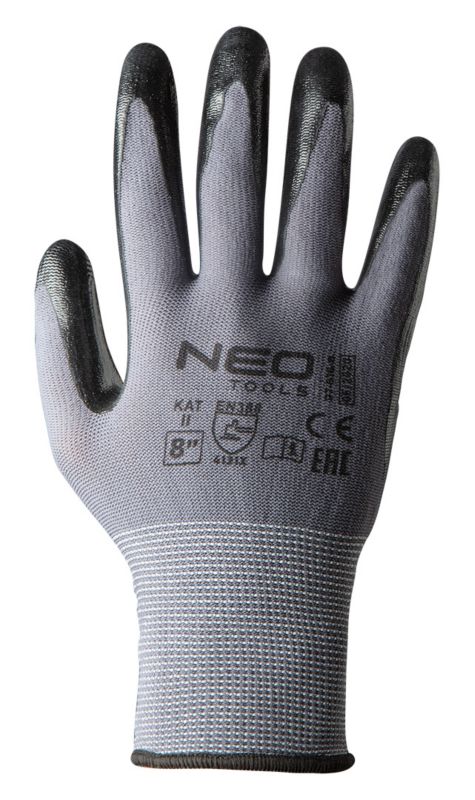 Rękawice robocze NEO TOOLS nylon pokryty nitrylem rozm. 10 szare 1 para