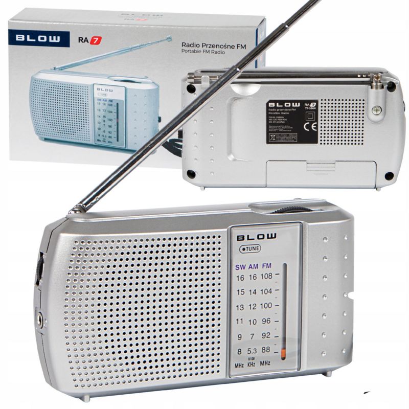 Radio budowlane BLOW przenośne AM FM SW na baterie antena małe lekkie 1 ...