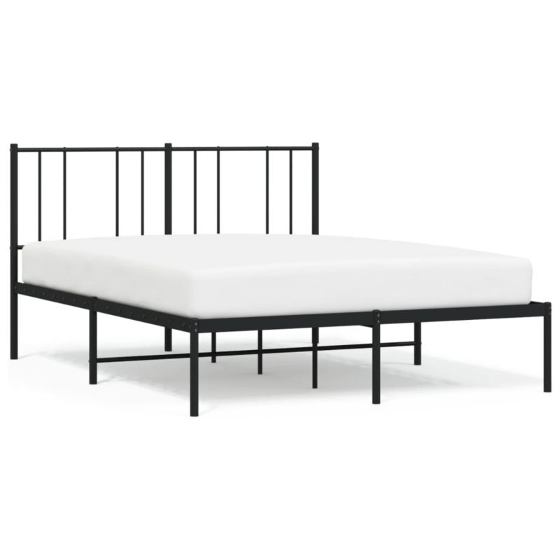 Rama łóżka metalowa VidaXL czarna klasyczna z wezgłowiem 1 szt. 120 x 190 cm
