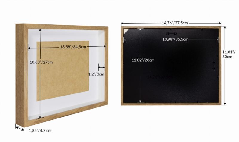 Ramka 3D box BD art dębowa 28x35 cm z passe-partout brązowa 1 szt.