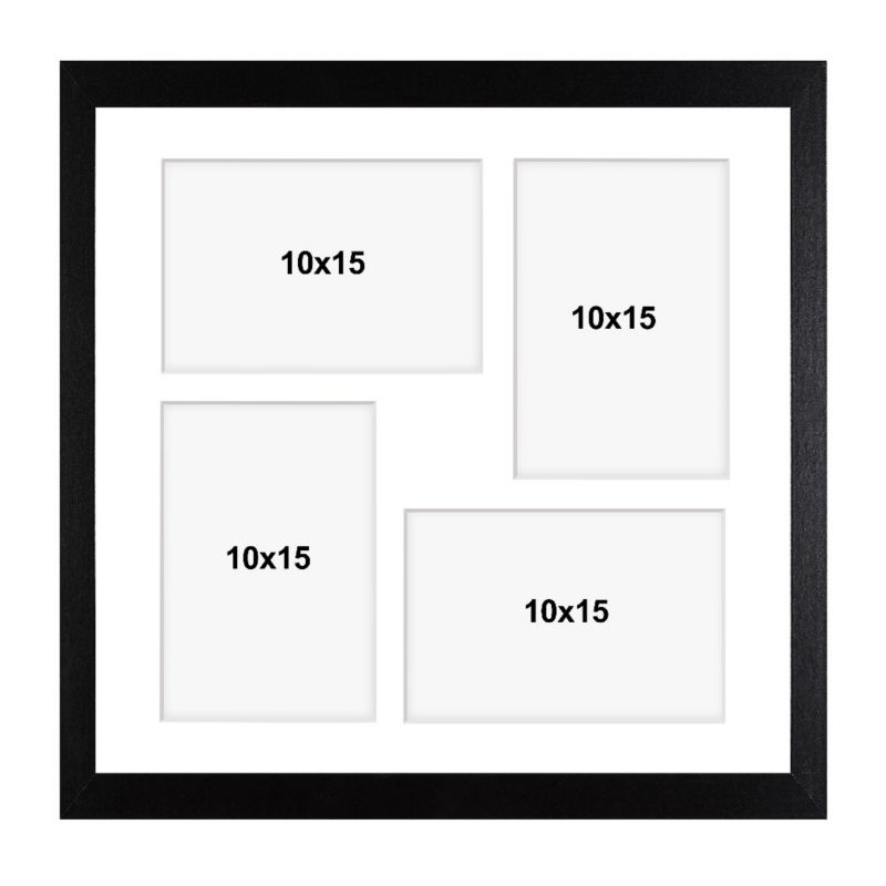 Ramka kwadratowa na 4 zdjęcia Hekla 34x34x4 MDF galeria czarny 1szt.