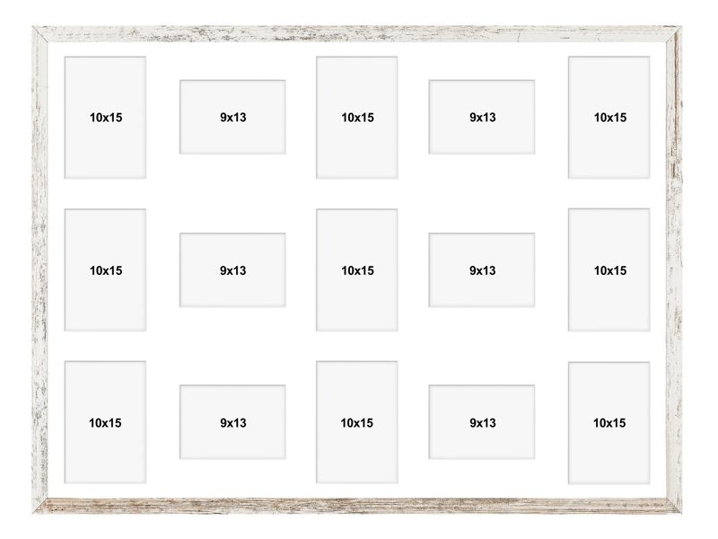 Ramka na 15 zdjęć Hekla 60x80x15 MDF galeria bielona sosna 1szt.