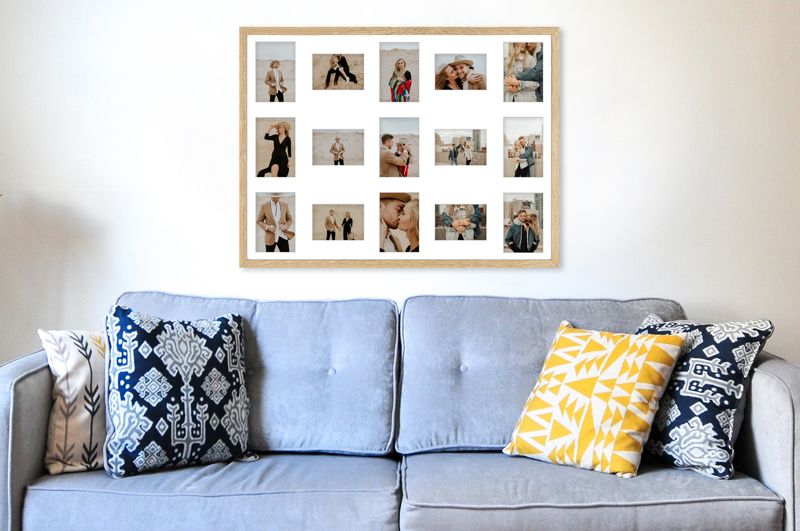 Ramka na 15 zdjęć Hekla 60x80x15 MDF galeria sonoma jasna 1szt.