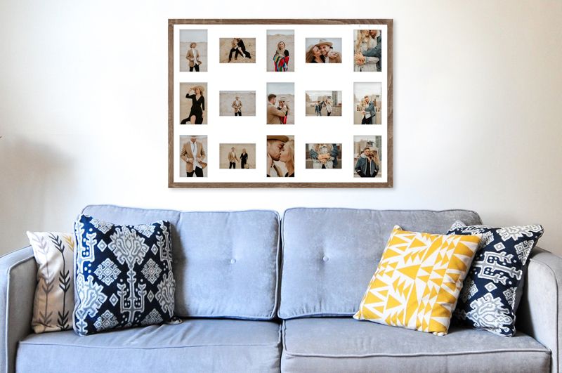 Ramka na 15 zdjęć Hekla 60x80x15 MDF galeria sonoma truflowa 1szt.