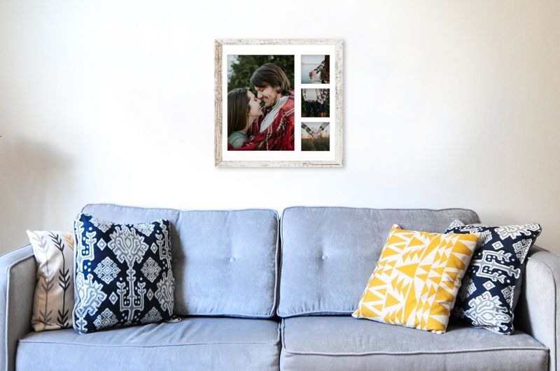Ramka na 4 zdjęcia Hekla 40x40x4 MDF galeria bielona sosna 1szt.