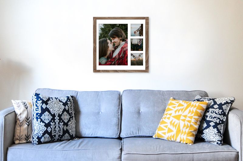 Ramka na 4 zdjęcia Hekla 40x40x4 MDF galeria sonoma truflowa 1szt.