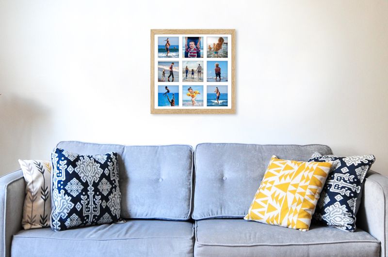 Ramka na 9 zdjęć Hekla 40x40x9 MDF galeria sonoma jasna 1szt.