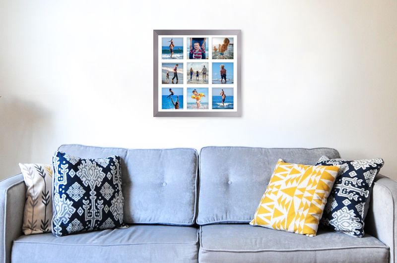 Ramka na 9 zdjęć Hekla 40x40x9 MDF galeria srebrny 1szt.