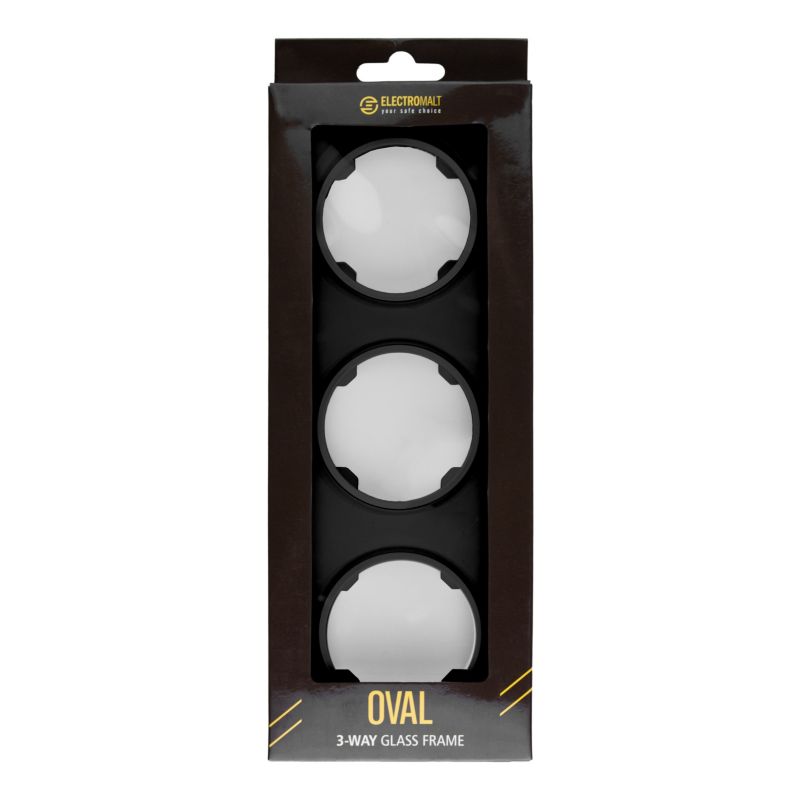 Ramka potrójna DPM Solid Oval szklana czarna