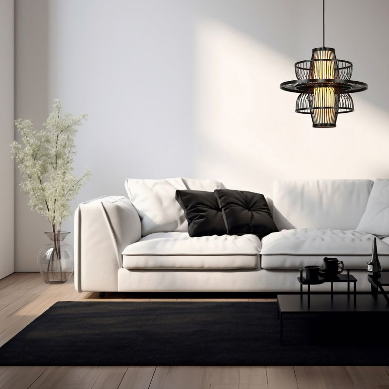Rattanowa lampa wisząca Light Prestige Astra czarna 1 x E27 1 szt.