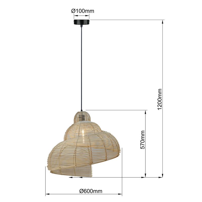 Rattanowa lampa wisząca Light Prestige Shella 60 cm naturalna 1 x E27 1 szt.