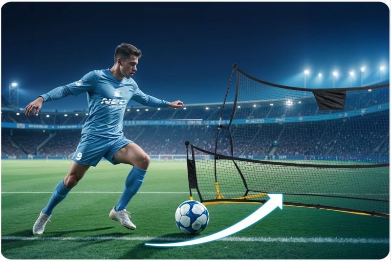 Rebounder do piłki nożnej Neo-Sport siatka trenażer bramka rama treningowa 210x120x35 cm 1 szt.