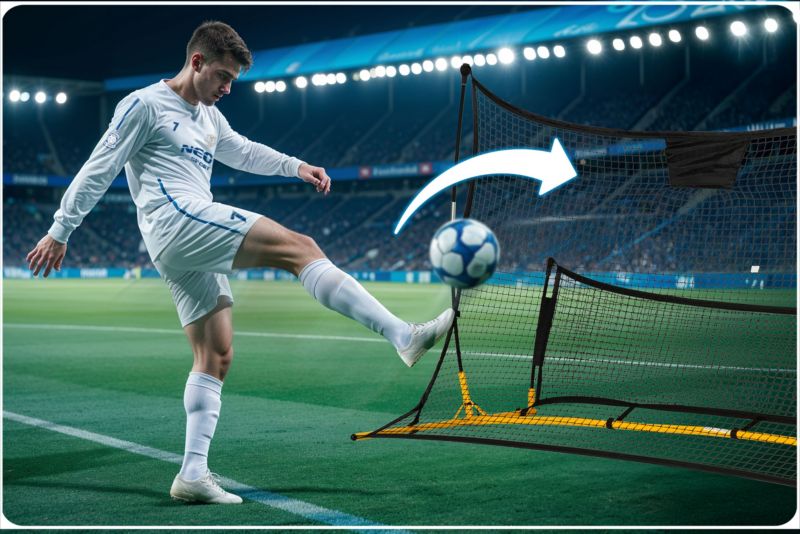 Rebounder do piłki nożnej Neo-Sport siatka trenażer bramka rama treningowa 210x120x35 cm 1 szt.