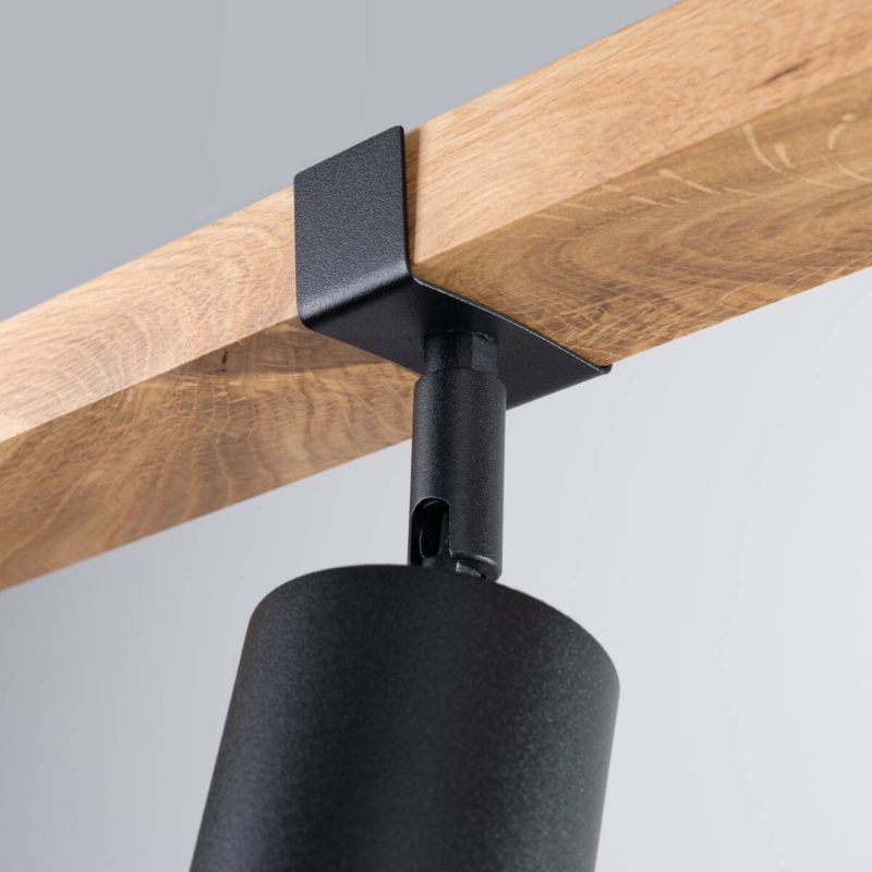 Reflektor spot Sollux Lighting Fager czarny z naturalnym drewnem  3 x GU10 x 10W IP20 wym: 17,2 x 6 x 54 cm - 1 szt.