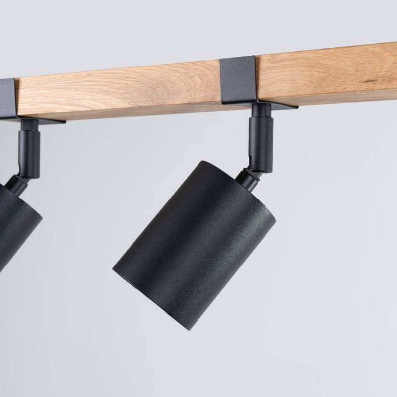Reflektor spot Sollux Lighting Fager czarny z naturalnym drewnem  3 x GU10 x 10W IP20 wym: 17,2 x 6 x 54 cm - 1 szt.