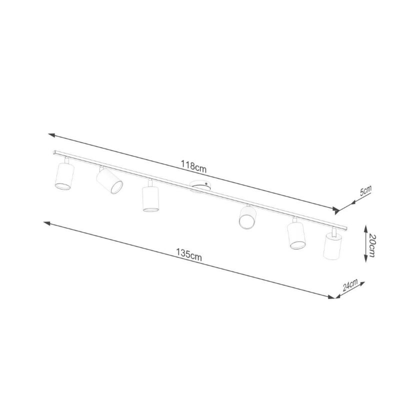 Reflektor spot Sollux Lighting Lemmi czarny  6 x GU10 x  IP20 wym: 20 x 24 x 135 cm - 1 szt.