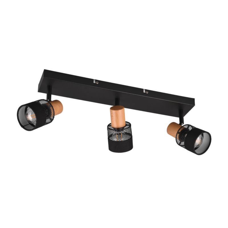 Reflektor spot sufitowy listwa Trio Nandini czarny-jasne drewno 3xE14x10W IP20 wym:17x8,5x58,5cm - 1 szt.