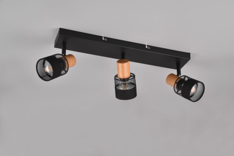 Reflektor spot sufitowy listwa Trio Nandini czarny-jasne drewno 3xE14x10W IP20 wym:17x8,5x58,5cm - 1 szt.