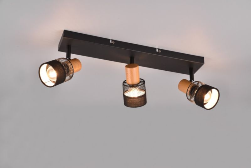 Reflektor spot sufitowy listwa Trio Nandini czarny-jasne drewno 3xE14x10W IP20 wym:17x8,5x58,5cm - 1 szt.