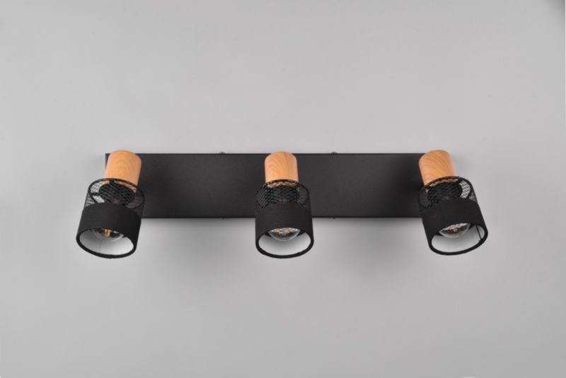 Reflektor spot sufitowy listwa Trio Nandini czarny-jasne drewno 3xE14x10W IP20 wym:17x8,5x58,5cm - 1 szt.