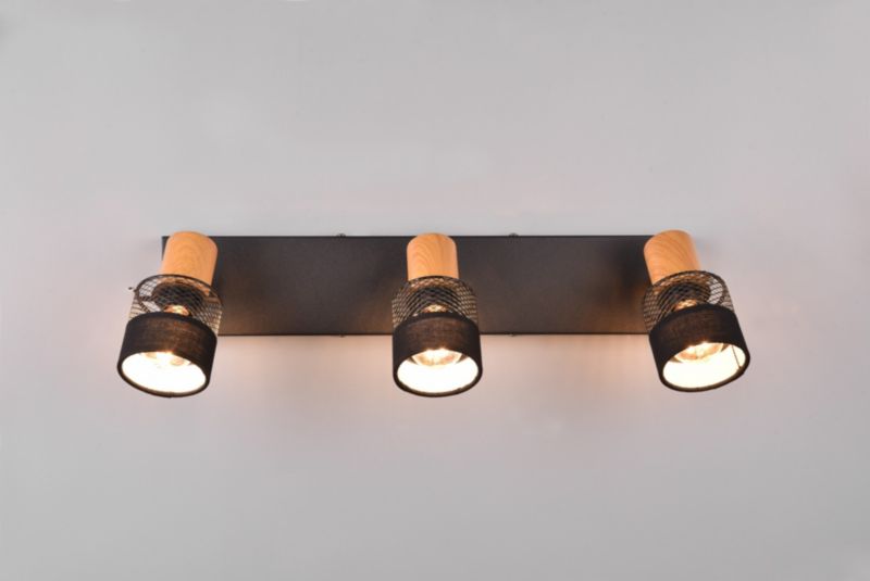 Reflektor spot sufitowy listwa Trio Nandini czarny-jasne drewno 3xE14x10W IP20 wym:17x8,5x58,5cm - 1 szt.