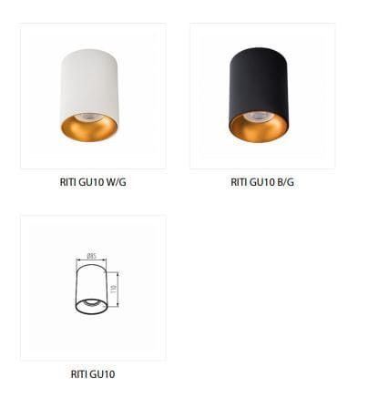 Reflektor sufitowy Kanlux Riti złoto-czarny  1 x GU10 x 25W IP20 wym: 9 x 9 cm - 1 szt.