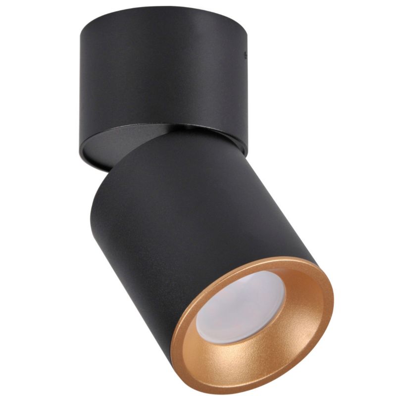 Reflektor sufitowy Polux Nixa czarny ze złotym środkiem  1 x GU10 x 10W IP20 wym: 17 x 8,2 cm - 1 szt.